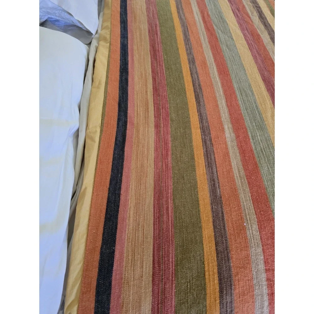 Pottery Barn King Duvet Cover Foundations Logan Stripe Orange Multicolor Stripe